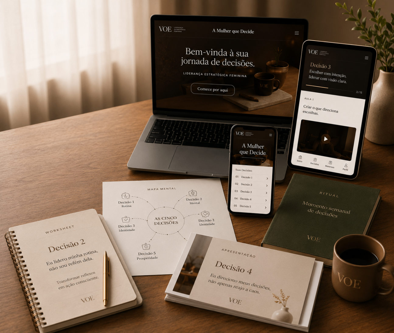 Materiais da jornada: videoaulas, worksheets, mapas, rituais